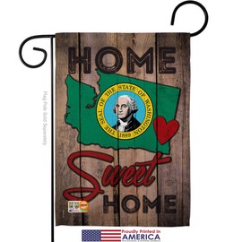 State Washington Home Sweet Garden Flag Set Wall Hanger Regional USA American Territories Republic Country Particular Area Small Decorative Gift Yard House Banner Made In 13 X 18.5