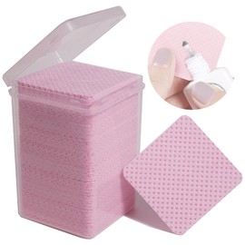 200 Pieces Pink Lash Glue Wipes, Nail Wipes, Square Shape Lint Free Magic Wiper Cloth, Lash Extension Supplies (1 Box) (Simple Packaging)-(Pink Square Shape)