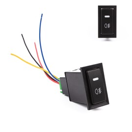 Xotic Tech Factory Style 4-Pole 12V Push Button Switch w/LED Background Indicator Lights for Fog Lights, DRL, LED Light Bar, etc Compatible with Toyota Camry Corolla Highlander etc (Size: 43mm x 24mm)