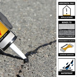 SIKA Sikaflex-410 Asphalt Sealant, Black, Self-Leveling Hybrid Sealant for Filling Cracks in Asphalt Driveways, Roadways, and Pavements - 9 fl. oz. Cartridge, Fills Cracks up to 1.5 in. Wide