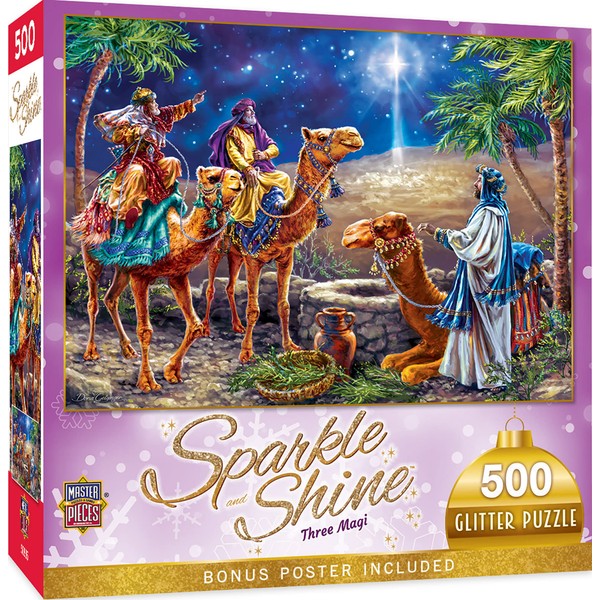 Masterpieces 500 Piece Glitter Christmas Jigsaw Puzzle - Three Magi