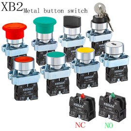 AHGDDA 1Pcs Button Switch Self Reset Small Mushroom Head Emergency Stop 22mm Knob Key Start Inching Power on XB2-BG21 XB2-BA31 XB2-BS54 (Color : XB2-BG33)