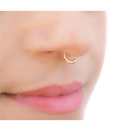 Fake Septum Ring Clip on Wrapped Gold 18g Nose Cuff Non Pierced Jewelry Faux Piercing