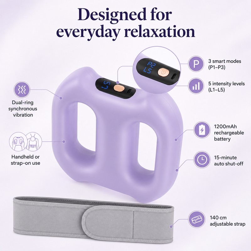Rechargeable Ring Body Massager for Relaxation – 5-Speed Vibration Massage