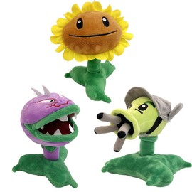 Dyharnsty 3pcs Plants vs Zombies Plush Toys Soft Figure Doll, Plants vs Zombies Toys PVZ Plush Plants 1 2 Set