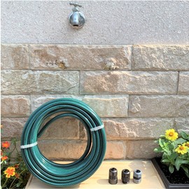 Eden 94050 50 Ft Hose and Metal Shower Nozzle Bundle W/Quick Connect Starter Set, DIY Gardening Tools
