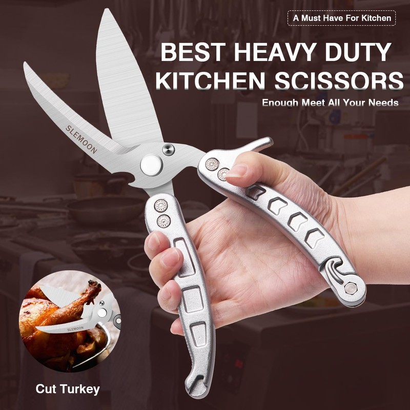SLEMOON Heavy Duty Poultry Shears Kitchen Salad Scissors for Chicken