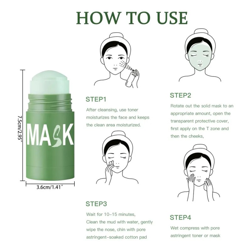 Mascarilla En Barra De Té Verde Limpieza Facial 1 Pc
