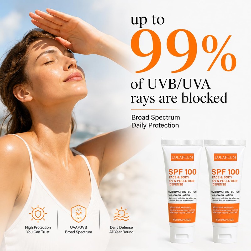 SPF 100 Face & Body Sunscreen, Broad Spectrum Protection with