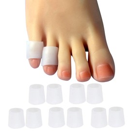 10 Pack Pinky Toe Sleeves Protectors, Toe Covers, Protect Toe from Rubbing, Ingrown Toenails, Corns, Blisters, Hammer Toes and Other Painful Toe Problems(White）