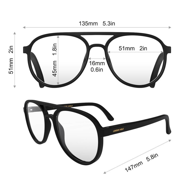 LONDON MOLE® Pilot reading glasses | Cool pilot style shaped