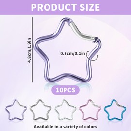 Pack of 10 Star Carabiners, Star-Shaped Carabiner, Star Carabiner, Star Carabiner, Creative Carabiner for Decoration, Suitable for Birthday Gift