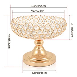 kolnlala Hollow-Carved Design Crystal Fruit Bowl Food Bowl for Table Centerpiece, Bowl Holder for your Counter,Elegant Crystal Bowl for Party table(Gold, Bowl shape 1PC)