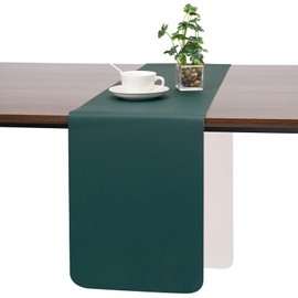 Myir JUN Table Runner, Modern Table Runner, Washable Table Runner, Outdoor Double-Sided Leather Table Runner, Waterproof, Non-Slip and Can Be Used for Decoration, 30 x 183 cm (Beige Green)