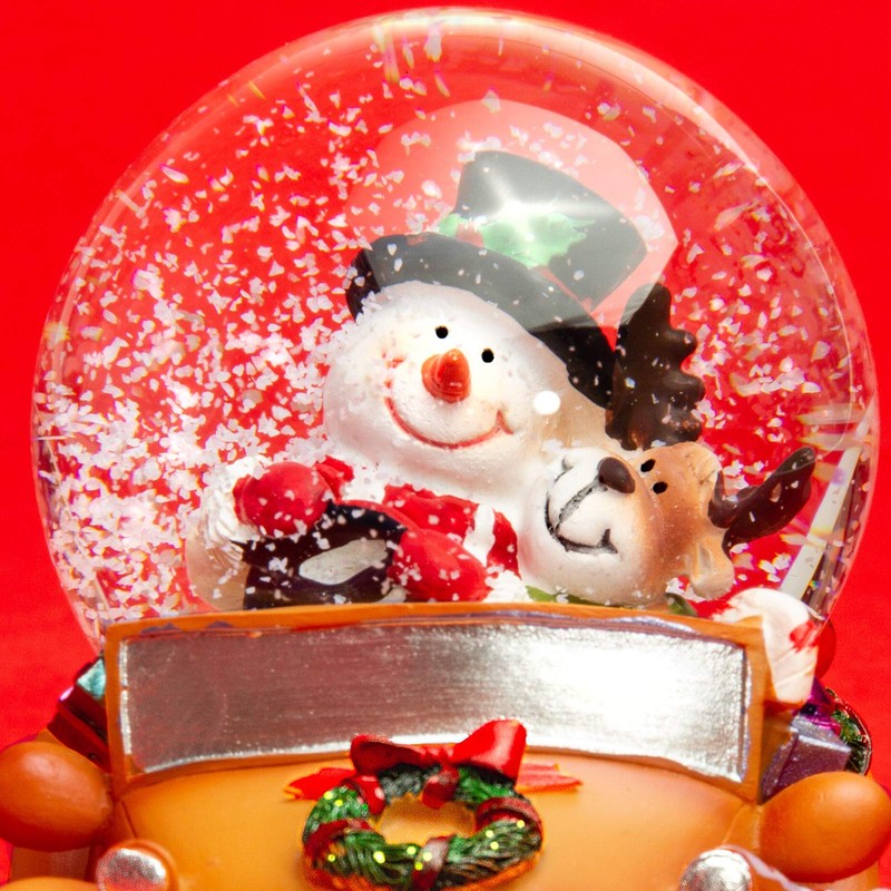 SIKORA SK16 Medium Glass Decorative Snow Globe Snowman with Elk