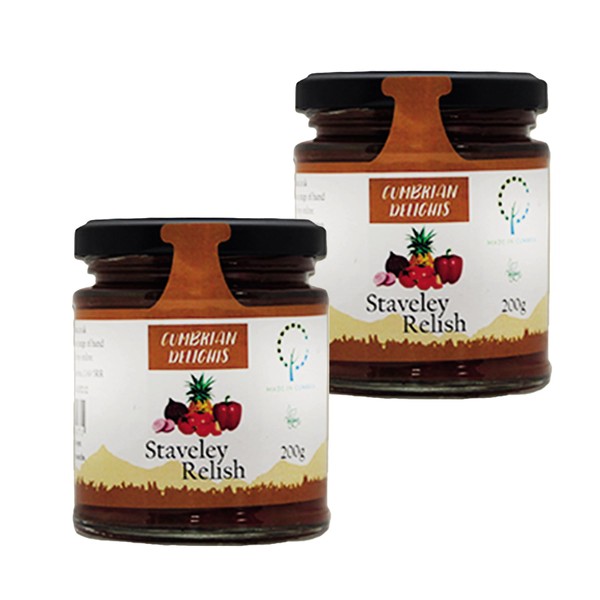 Cumbrian Delights Staveley Relish Twin Pack, Tangy & Fruity Flavour, Handcrafted in the Lake District, No Flavourings & Additives, Gluten Free, Vegan 2 x 200g