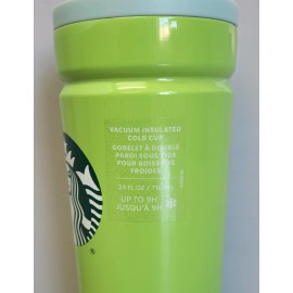Starbucks 2025 Stainless Vacuum Cold Cup 24oz Tumbler Lime Green / Blue, New