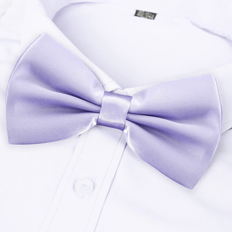Alizeal Mens Adjustable Pre-tied Solid Bow Tie, lilac