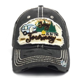 4350 DISTRICT Dad Hat Baseball Cap Adjustable Distressed Vintage Washed Polo Style Cotton Headwear (T13CAM23-Black)