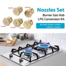 5PCS Burner Gas Hob LPG Conversion Kit Jets Replacement Nozzles Propane Injectors 70 87 70 50 102 Cooker Hobs Gas Cooking Stove Gas Jets