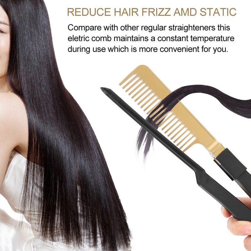 Electric Heating Comb WetDry Use Hair Straightening Hot Brush Hairdressing