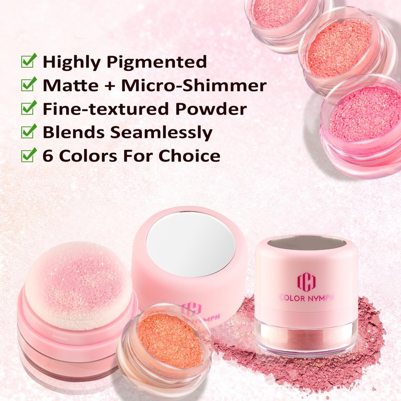 Color Nymph Powder Blusher, Face Blush Mushroom Air Cushion Micro-Shimmer