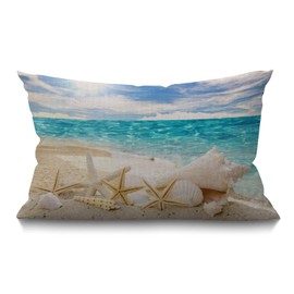BGBDEIA Cushion Cover,Beach Rectangle Outdoor Cushion Covers 12x20 inch, 30 x 50 cm Cushion Cover with Invisible Zip for Sofa Chair Living Room