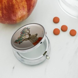 Christmas Tartan Deer and Holly Antlers Pill Case Trinket Gift Box