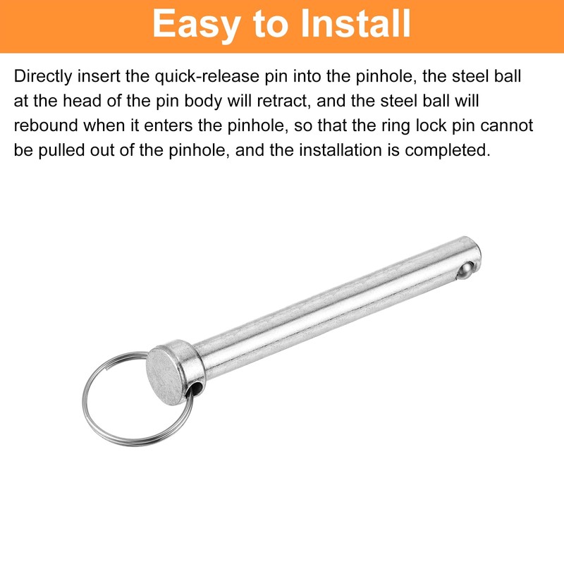 sourcing map 10Pcs 6mmx45mm Quick Release Pins, Carbon Steel Marine