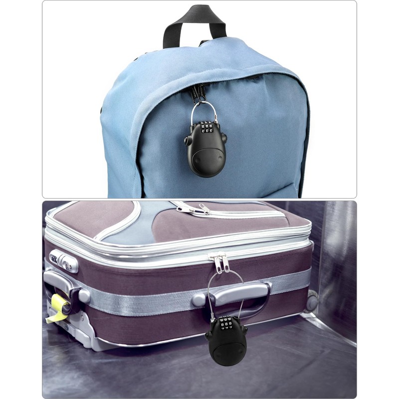 QWORK Retractable Cable Lock, 4 Pack Security Password Lock Steel