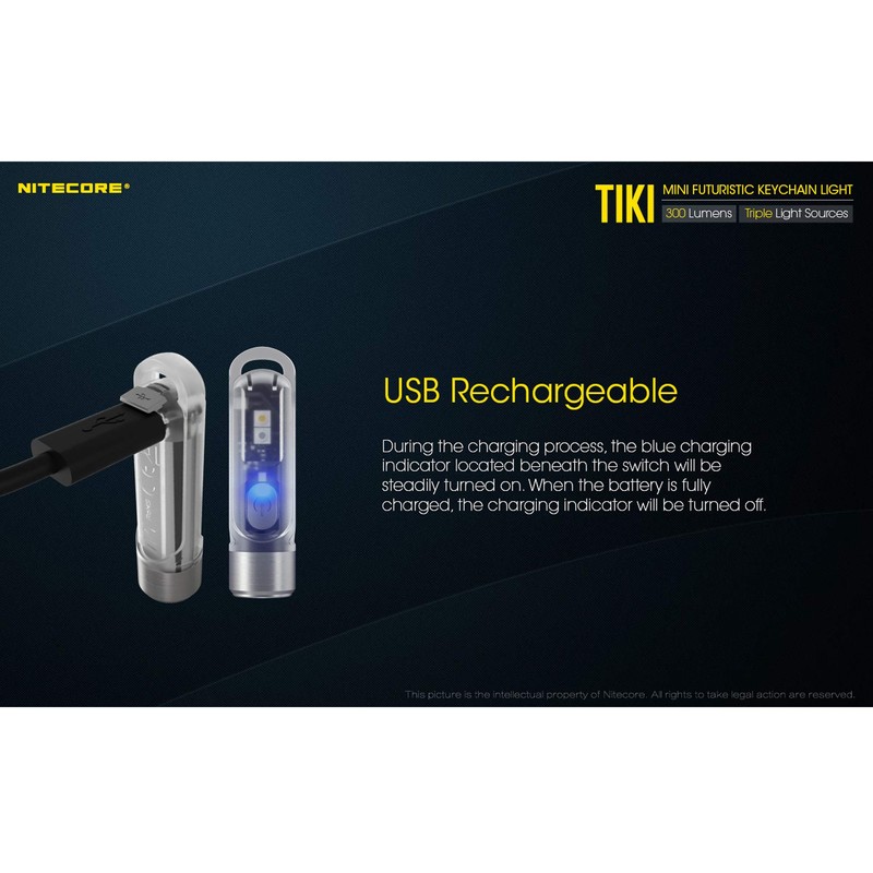Nitecore Tiki LE Keychain Flashlight, 300 Lumens USB-C Rechargeable with