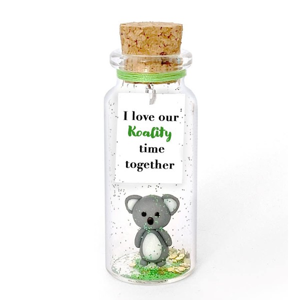Cute and Kawaii Anniversary Presents - Personalized Love Gifts for Boyfriend Girlfriend - Romantic Gift for Her Him (Gray Koala - I Love Our Koality Time Together, Gift Bottle)