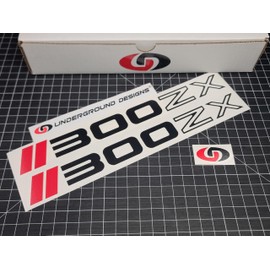 300ZX Decals (2-Pack) Racing Hash Stripe Fender Widnow Door Stickers Fits Nissan 300ZX Z31 Z32 Select Color: (Gloss Black & Red)