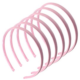 Topkids Accessories 6x Thin Satin Hair Head Bands Headbands Alice Bands Hairbands Girls Women School Colourful Wedding Holiday Festival Bridal Adult 1cm 0.4" (Light Pink)