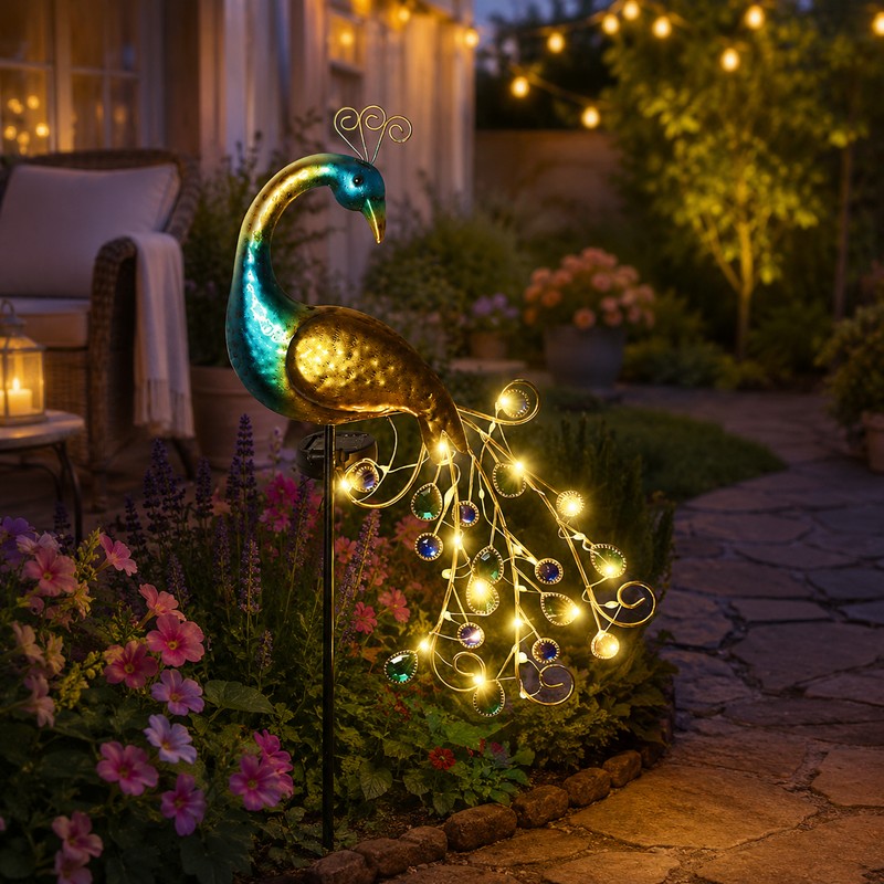 Solar Peacock Garden Light for Outdoor Decor – Auto On/Off