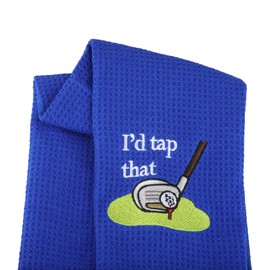 LEVLO Embroidered Golf Towel Gift Golf Lover Gift I'd Tap That Funny Golf Towel with Clip Gift for Men/Women (I'd Tap That)