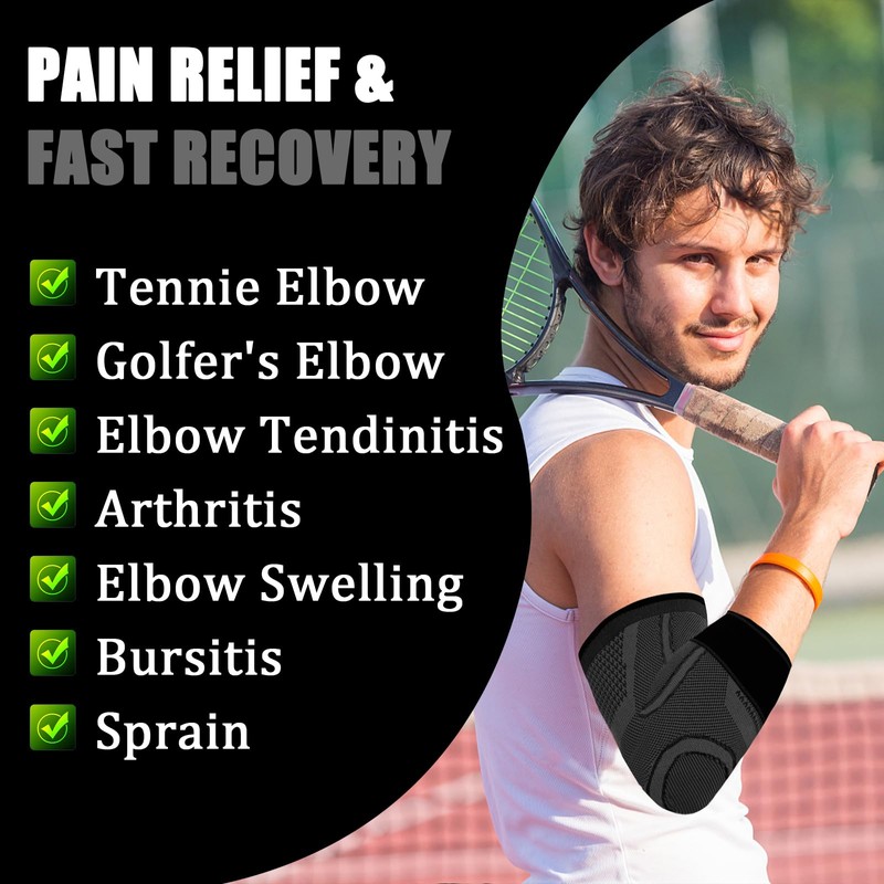 NuCamper Ellenbogenbandage mit Riemen Herren Damen, Tennisarm, Golferarm, Kompressionsbandage, Rutschfeste,