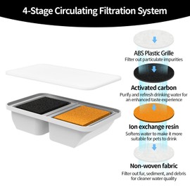 Cat Water Fountain Filter,6 Pack Replacement Filters for 3L/ 101oz Pet Water Fountain, 4-Stage Circulating Filtration System