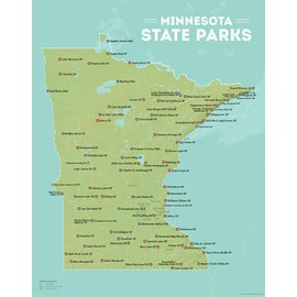 Best Maps Ever Minnesota State Parks Map 11x14 Print (Green & Aqua)