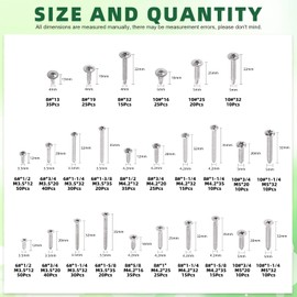Keadic 435 Pcs 304 Stainless Steel #6#8#10 Self Tapping Screws Assortment Set Contains Round Head & Cross Flat Head & Wafer Head Self Drilling Screw Sheet Metal Screws