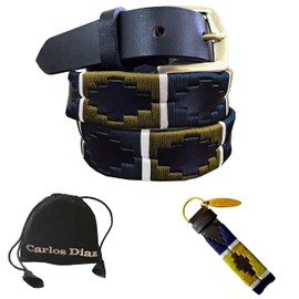 Carlos Diaz Mens Womens Premium Unisex Brown Leather Embroidered Designer Polo Belt (115 cm/ 44-46 Inches)