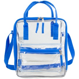 FUEL Clear Stadium Tote Bag with Adjustable Shoulder/Crossbody Strap - 100% Transparent - Blue