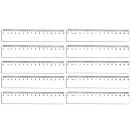LKCCTK 5.9 inches (15 cm) Clear Plastic Ruler Set of 10 for Studying and Drafting, Elementary School Students, Stationery, Teachers, Office Supplies, Measurement, Study, Learning Tools