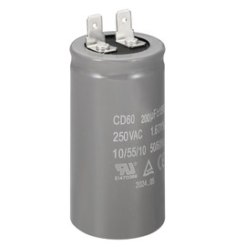PATIKIL CD60 Run Capacitor, 200uF/MFD 250V 15% Tolerance 50/60Hz Motor Starting Capacitor for Air Compressor Motor Starts Running, Grey