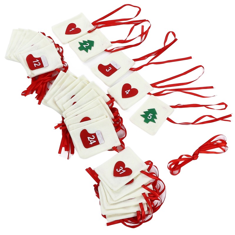 Christmas Advent Calendar Bags 31 Days Hanging Countdown Felt Gift