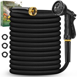 Lipoliftco Garden Hose 25FT, Non-Expanding, Lightweight Hose, Leak-Proof Metal Interface, No-Knots, Easy to Carry, Wear-Resistant, Sturdy, Flexible, 3/4GHT, Water Hose for Yard, Garden, With Nozzle
