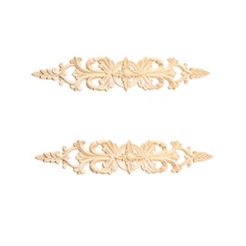 MUXSAM Unpainted Wood Oak Carved Wave Flower Pattern Onlay Decal Corner Applique for Home Furniture Decoration 33 * 6cm (2pcs)