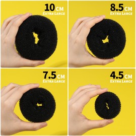 Fandamei Hair Bun Maker Set- 7 PCS Hair Donuts for Buns (1 Extra-large,2 Large,2 Medium and 2 Small), 10 Invisible Hair Nets for Buns, 20 PCS Bobby Pins, 5 PCS Hair Elastic Ties Black,Bun Maker-Black