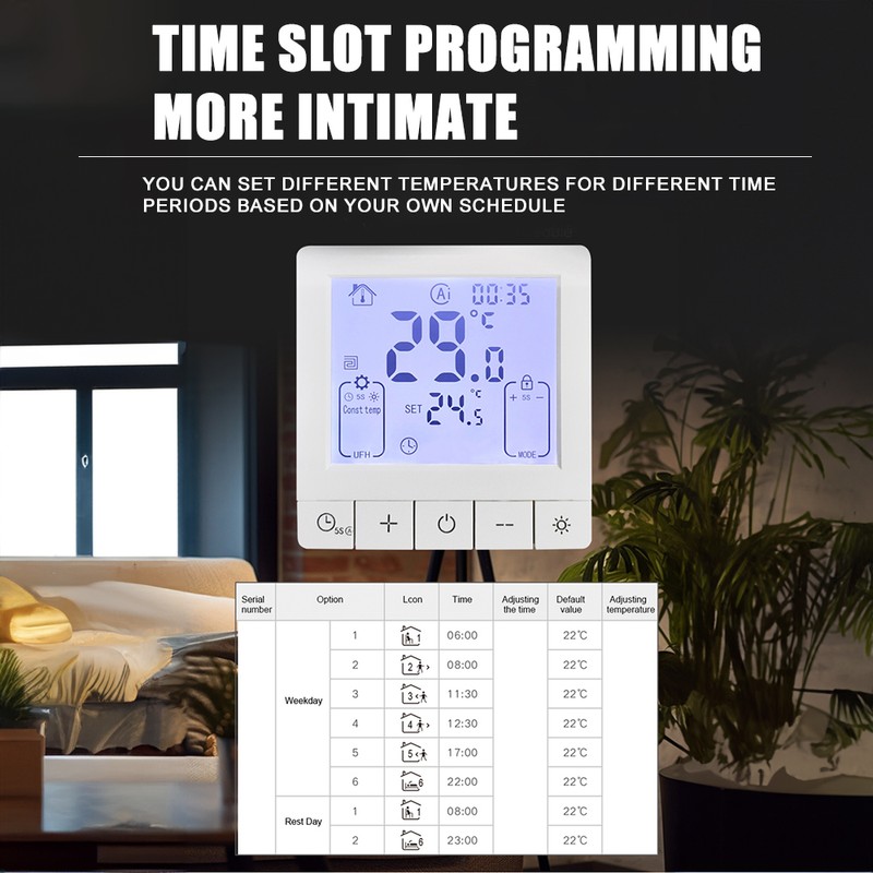 Smart Thermostat for Home Programmable Temperature Control IP20 Protection 24H