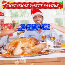 10PACK Christmas Party Favor 10‘’ No-Snap Table Favors with Prize Joke Gifts for Adults Kids Party Supplies Dinner Decorations British English Holiday Games Silver Blue